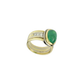 Smaragd/Diamantring in Gelb/Weißgold