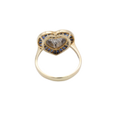Damenring mit blauen Saphiren und Brillanten in Herzform