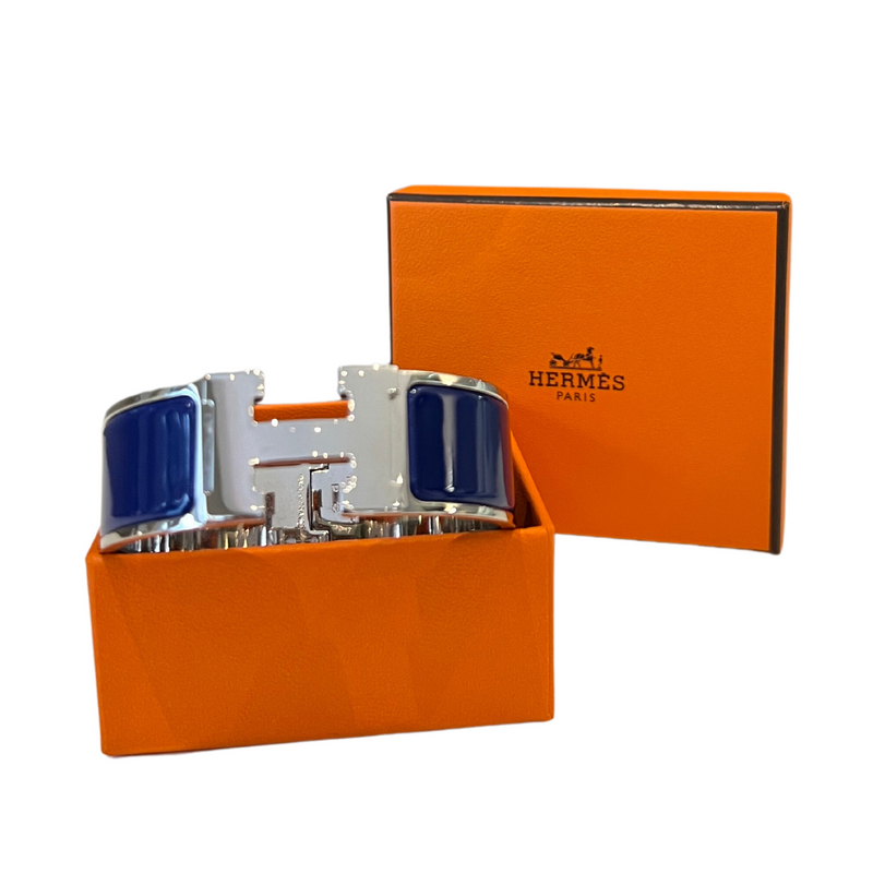 01_IHRSCHMUCK_Hermès Clic H Armreif, Farbe: royal blue in Silber Farbe, Größe: 2,00cm