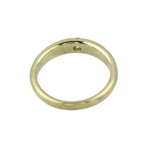 02-585er Gelbgoldring mattiert mit einem ca. 0,16 ct. Brillant, Vorsteckring / Verlobungsring