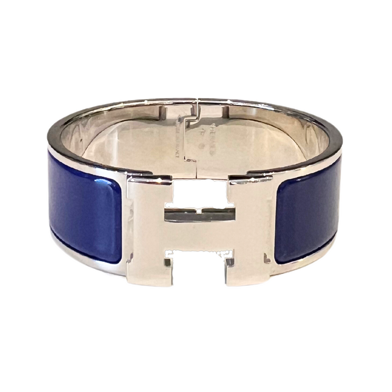 02_IHRSCHMUCK_Hermès Clic H Armreif, Farbe: royal blue in Silber Farbe, Größe: 2,00cm
