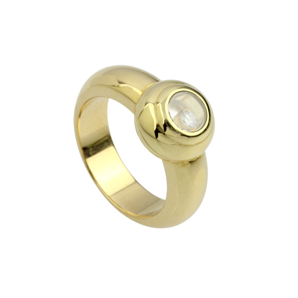 Original CHOPARD 750er Gelbgoldring (Vintage) in unverwechselbaren „HAPPY DIAMONDS “ Design mit einem Brillanten.