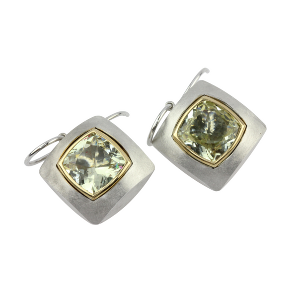 IhrSchmuck 750er Weiß/Gelbgoldohrhänger mit grünem Turmalin