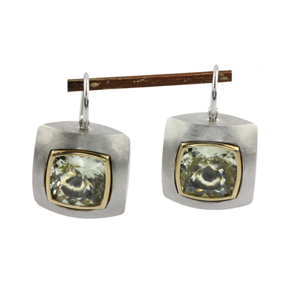 IhrSchmuck 750er Weiß/Gelbgoldohrhänger mit grünem Turmalin