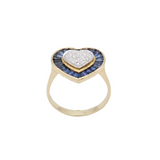Damenring mit blauen Saphiren und Brillanten in Herzform